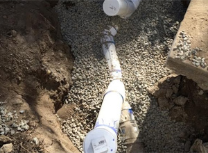 Exposed end of a successful sewer repair in Kent, Washington